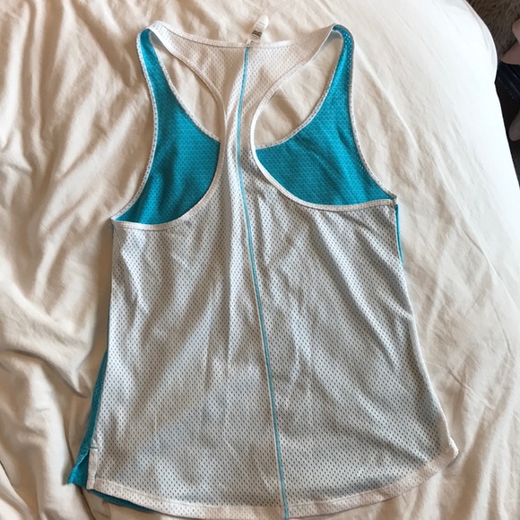 UNDER ARMOUR teal and white workout exercise top - Picture 2 of 4